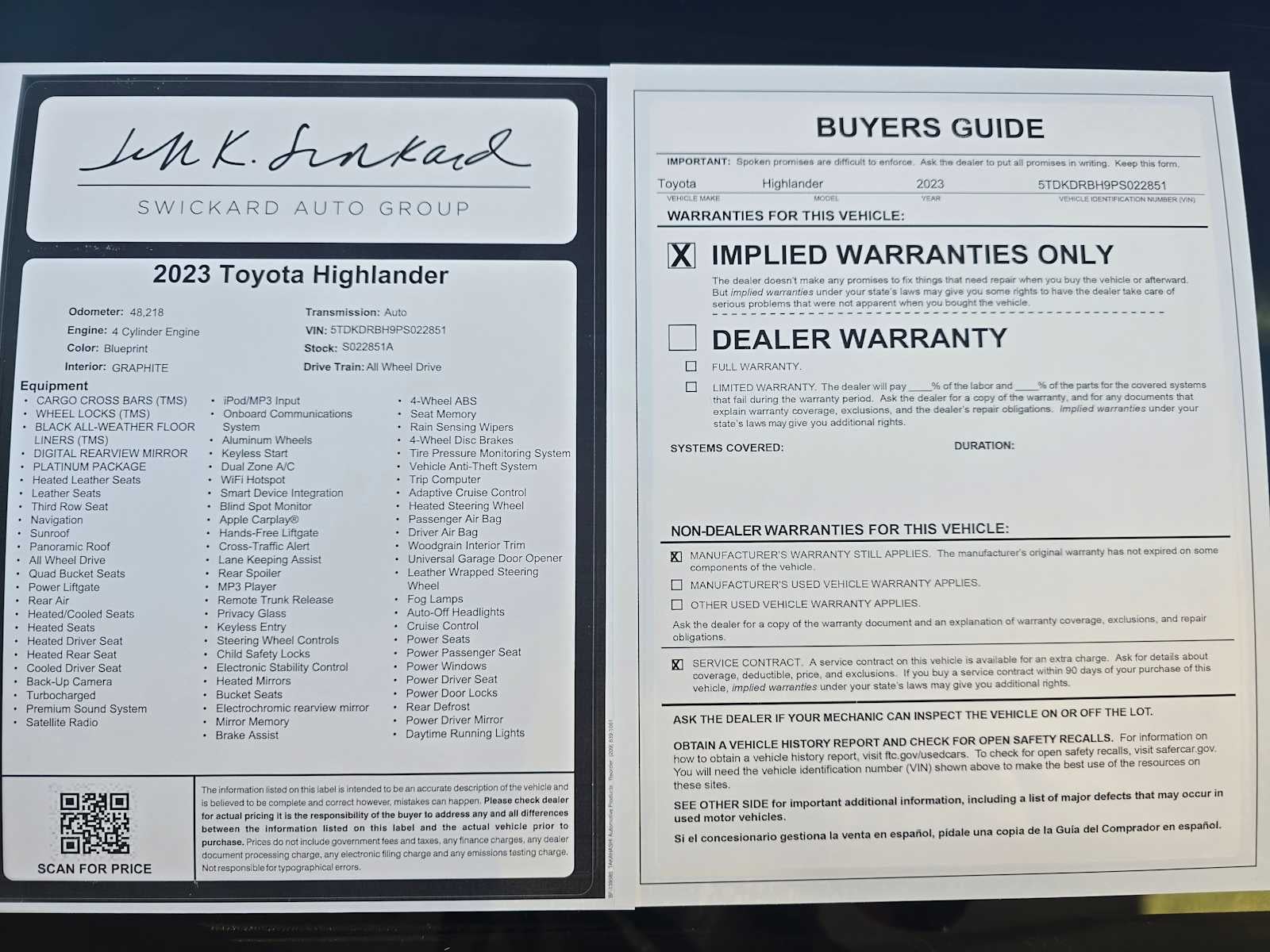 2023 Toyota Highlander Platinum