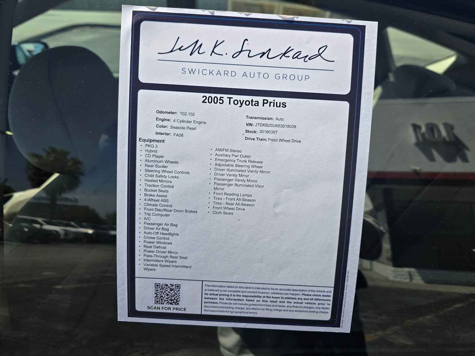 2005 Toyota Prius 5dr HB (Natl)