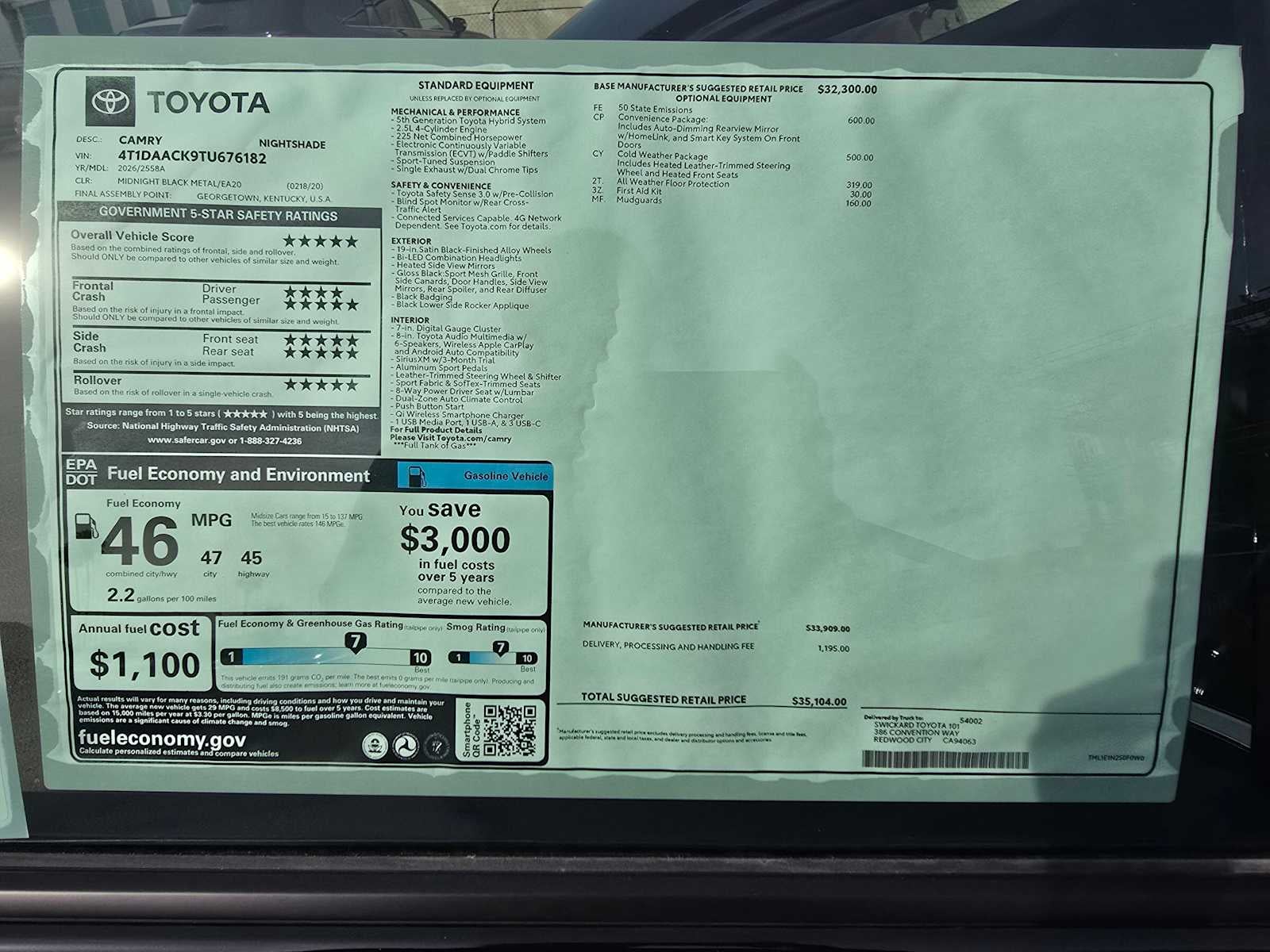 2026 Toyota Camry Nightshade