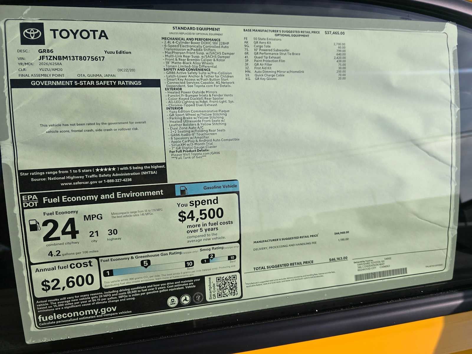 2026 Toyota GR86 Yuzu Edition