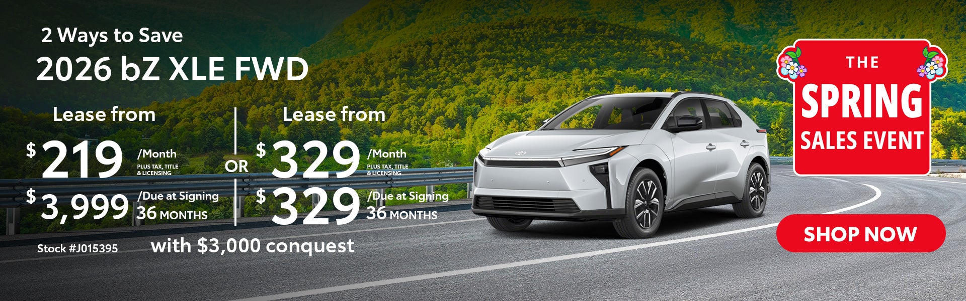 2026 bZ XLE FWD 2 Ways to Save Lease for $219/mo - $3,999 at