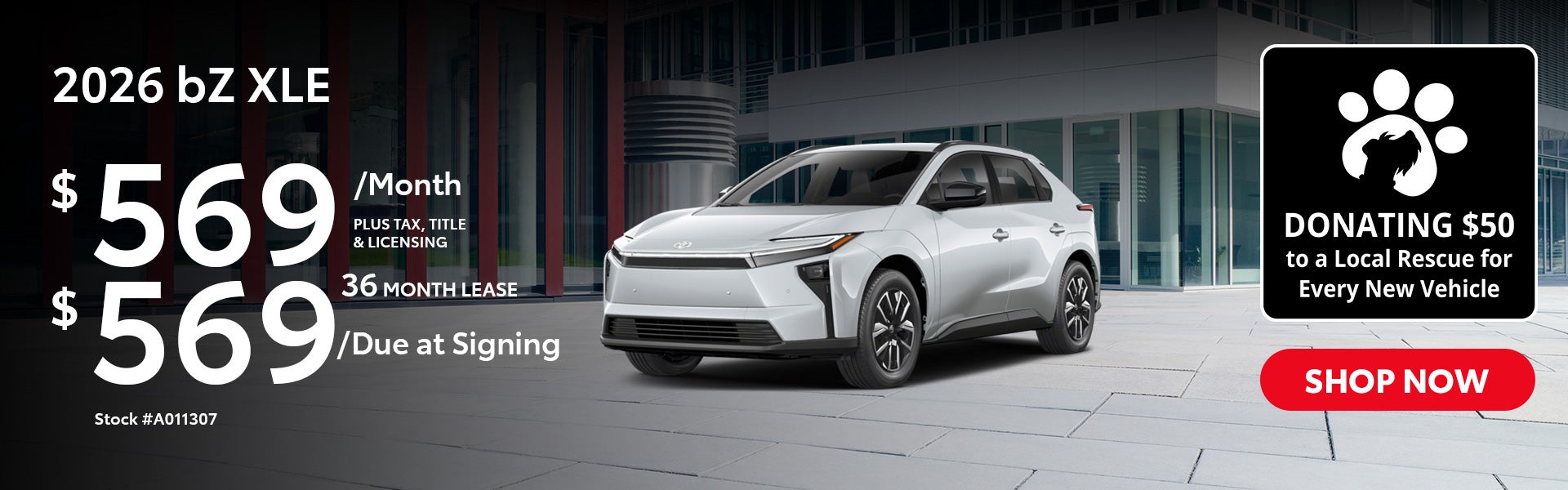 2026 Toyota bZ XLE Lease from $569/mo, $569 due at signing