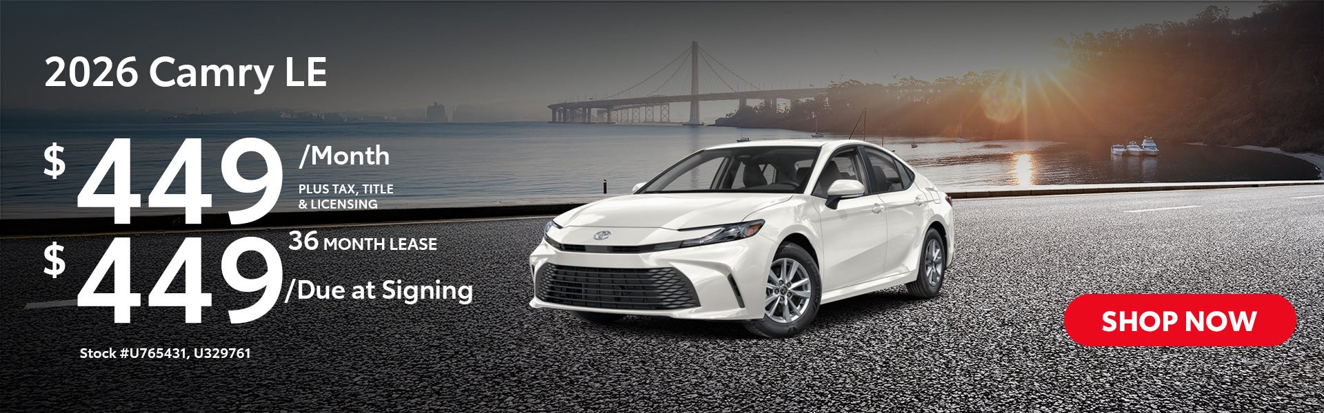 2026 Camry LE Lease from $449/mo, $449 due at signing