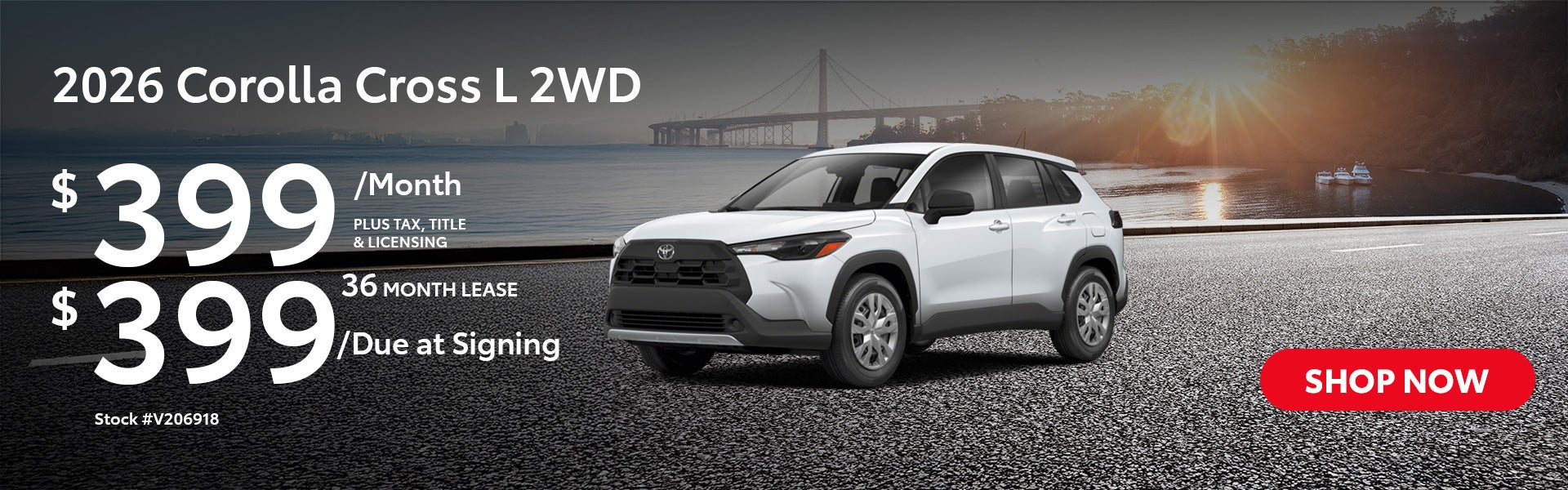 2026 Corolla Cross L 2WD Lease from $399/mo, $399 due at sig