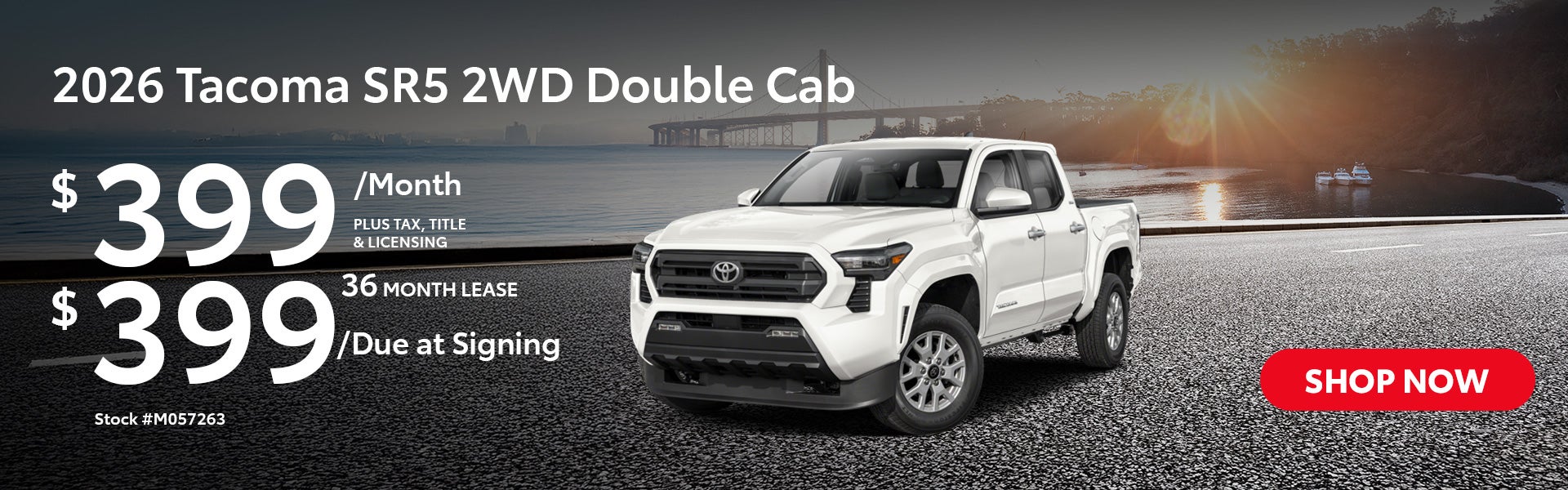 2026 Tacoma SR5 2WD Double Cab Lease from $399/mo, $399 due 