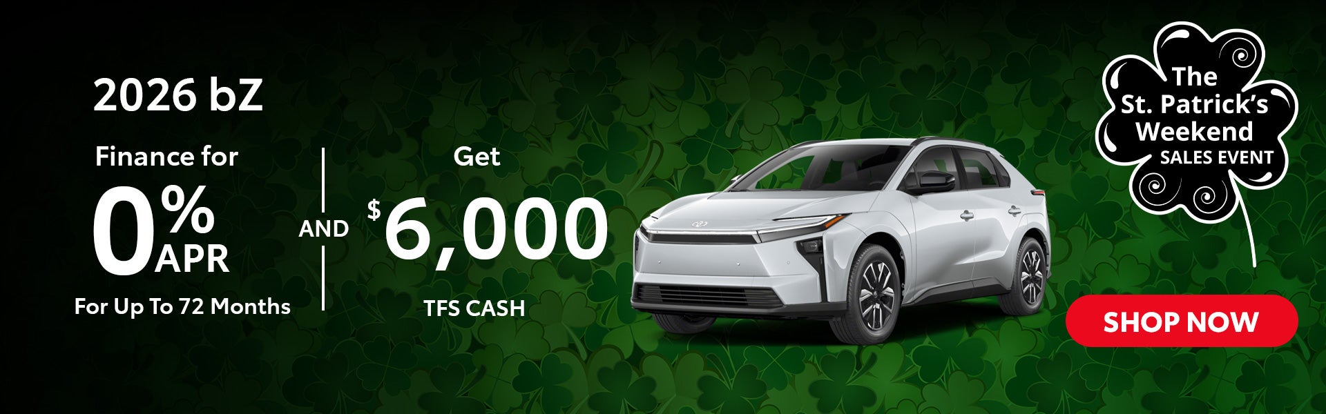2026 bZ 0% APR for 72 months and $6,000 TFS cash
