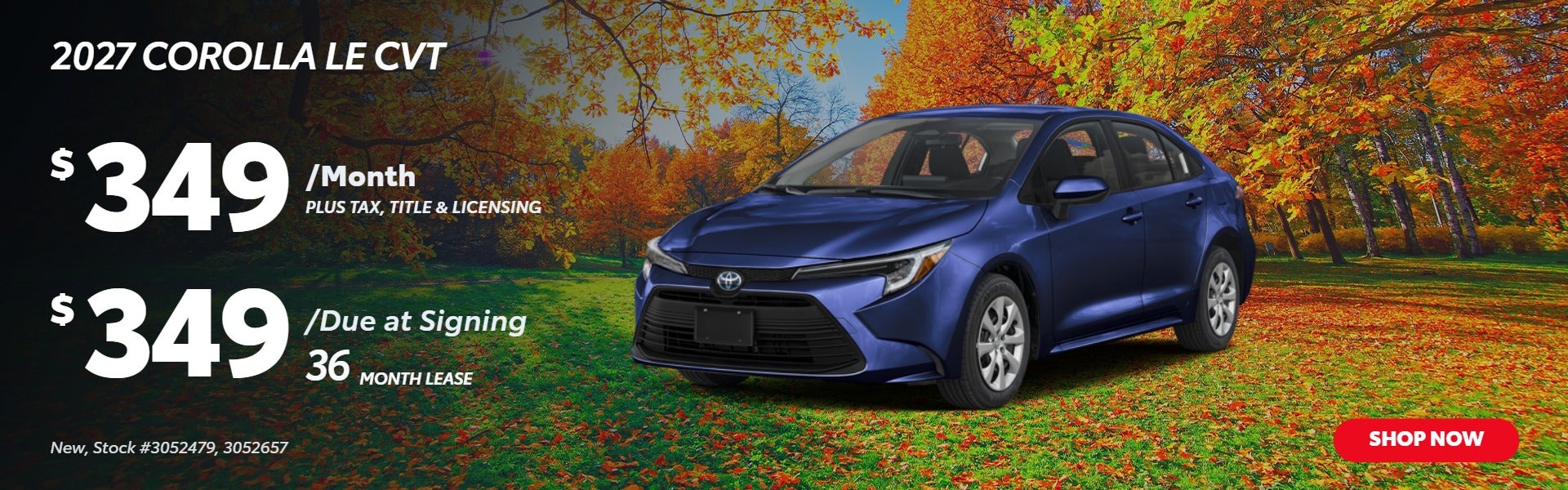 2027 COROLLA LE CVT: $349/mo